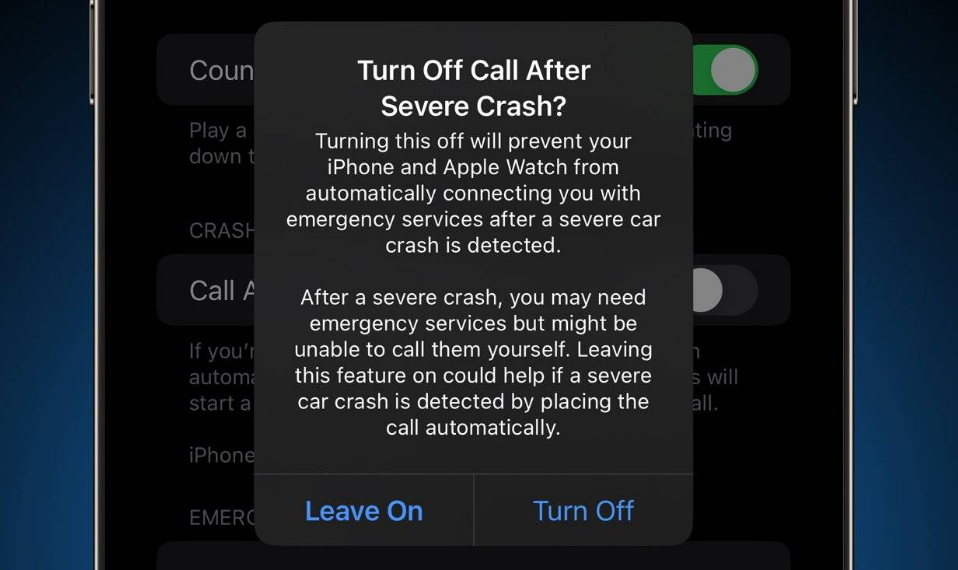 嘉陵苹果14维修分享 iPhone 14 和 Apple Watch 上关闭崩溃检测 