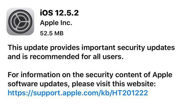 嘉陵苹果手机维修分享iOS12.5.2发布，建议所有老苹果用户安装 